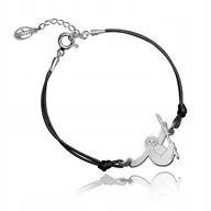 Bransoletki - Bransoletka sznurkowa leniwiec srebrna rodowana - miniaturka - grafika 1