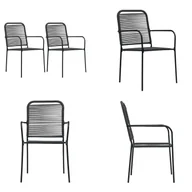 Krzesła - vidaXL Krzesła ogrodowe 2 szt. Lina bawełniana i stal czarna - Krzesło ogrodowe - Krzesła ogrodowe - Krzesło do jadalni - Krzesła do jadalni - miniaturka - grafika 1