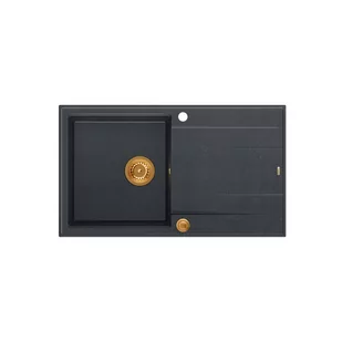 QUADRON Zlewozmywak EVAN 111 czarny, elementy miedziane, k.pneum. HCQE8650U8_PVDC1_P2O0 - Zlewozmywaki - miniaturka - grafika 1