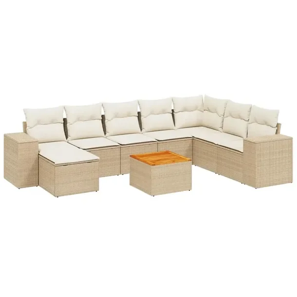 Zestaw mebli ogrodowych modułowych beżowy z rattanem PE, 62 x 62 x 69 cm