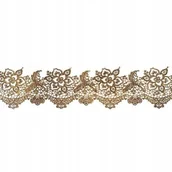 Dodatki do ciast w proszku - Koronka cukrowa złota ozdoba na tort dekoracje urodziny koronki cukrowe - miniaturka - grafika 1