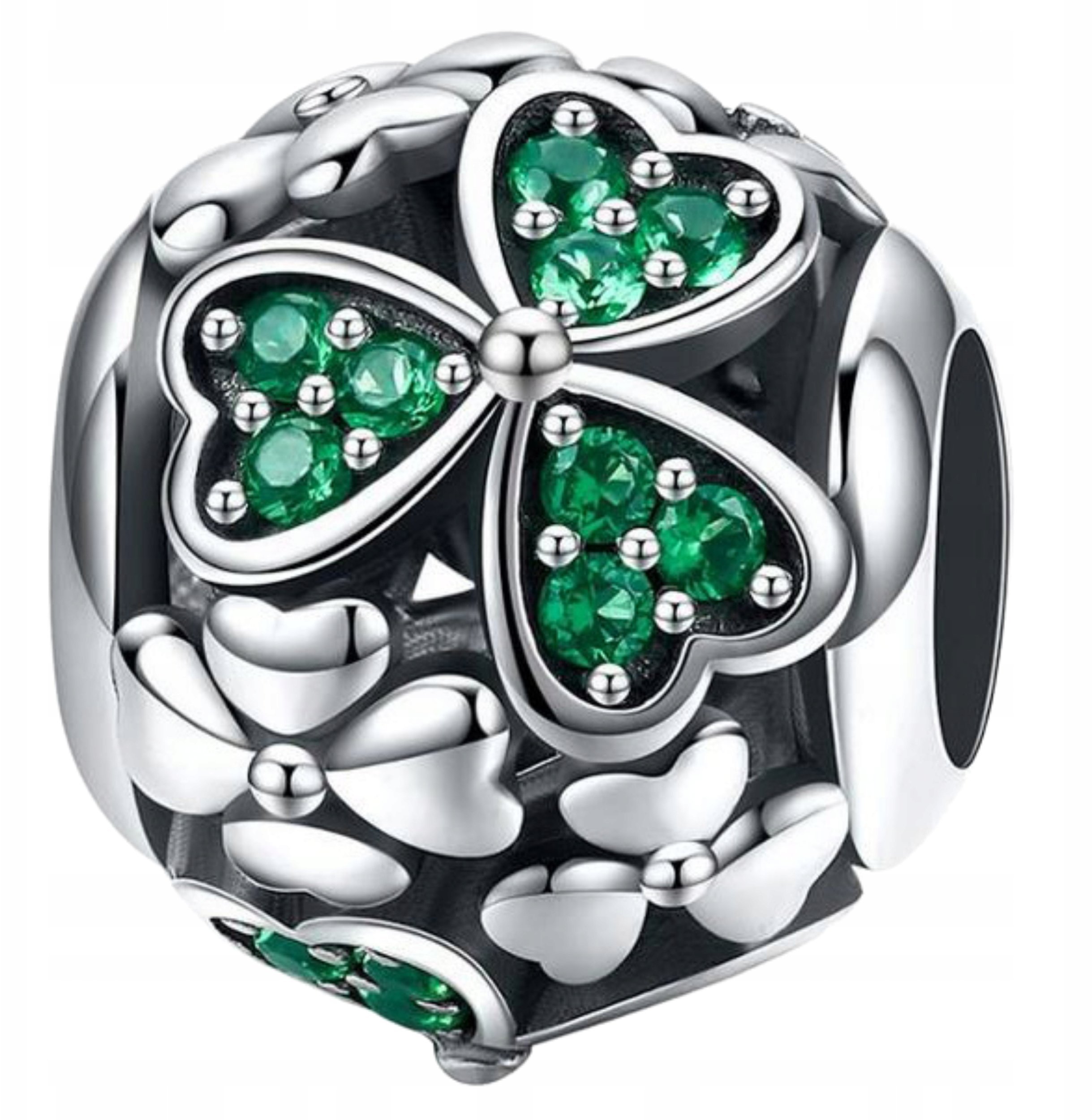 Ivybands CHARMS KONICZYNKA srebro 925 koniczyna zielona koralik zawieszka szczęście