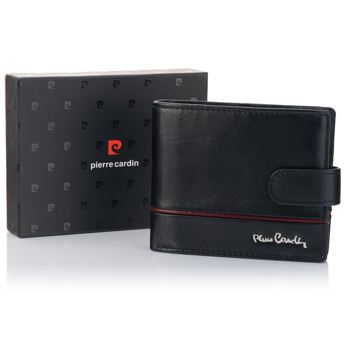 Elegancki portfel męski Pierre Cardin YS605 324A RFID - czarno-czerwony