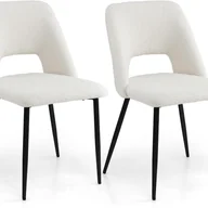 Krzesła - Zestaw 2 Krzeseł do Jadalni, Kuchennych, Zestaw 2 Krzeseł Tapicerowanych z Siedziskiem z Tkaniny Teddy, Oparciem z Wgłębieniem, Metalowymi Nogami - miniaturka - grafika 1