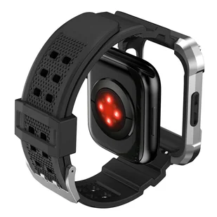 Kingxbar CYF134 2w1 pasek Apple Watch Ultra, SE, 8, 7, 6, 5, 4, 3, 2, 1 (49, 45, 44, 42  mm) z wbudowanym pancernym etui ze stali nierdzewnej srebrny - Akcesoria do smartwatchy - miniaturka - grafika 3