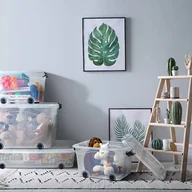 Pudła i pojemniki do przechowywania - vidaXL Pudełka z pokrywami i kółkami, 5 szt., przezroczyste, 40 L - miniaturka - grafika 1