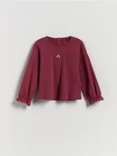 Bluzki dla niemowląt - Reserved - Bawełniana koszulka z haftem - karminowy - miniaturka - grafika 1