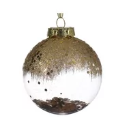 Bombki - Bombka dekoracyjna przezroczysta złoty brokat 8cm - miniaturka - grafika 1