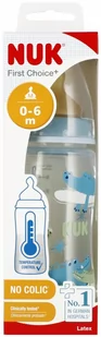 NUK Butelka z wskaźnikiem temp. 300 ml 0-6m First Choice niebieska - Butelki dla niemowląt - miniaturka - grafika 1