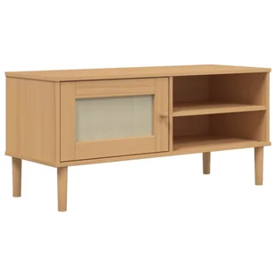 vidaXL Szafka pod telewizor SENJA rattan brązowy 106x40x49 cm drewno sosnowe - Szafki RTV - miniaturka - grafika 1