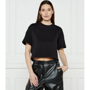Karl Lagerfeld T-shirt AUTOGRAPH Cropped Fit - Koszulki i topy damskie - miniaturka - grafika 1