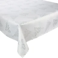 Obrusy i serwetki - Dwustronny Obrus Plamoodporny Świąteczny Boże Narodzenie Choinka Srebro Z-3401-130x340 cm - miniaturka - grafika 1