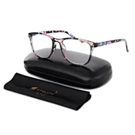 Okulary korekcyjne, oprawki, szkła - Plusy +2.50 damskie okulary do czytania korekcyjne w kwiatki z flexami ST312A - miniaturka - grafika 1