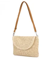 Torebki damskie - Stylowa mała torebka kopertówka z rafii na ramię z plecionki 2 paski - miniaturka - grafika 1