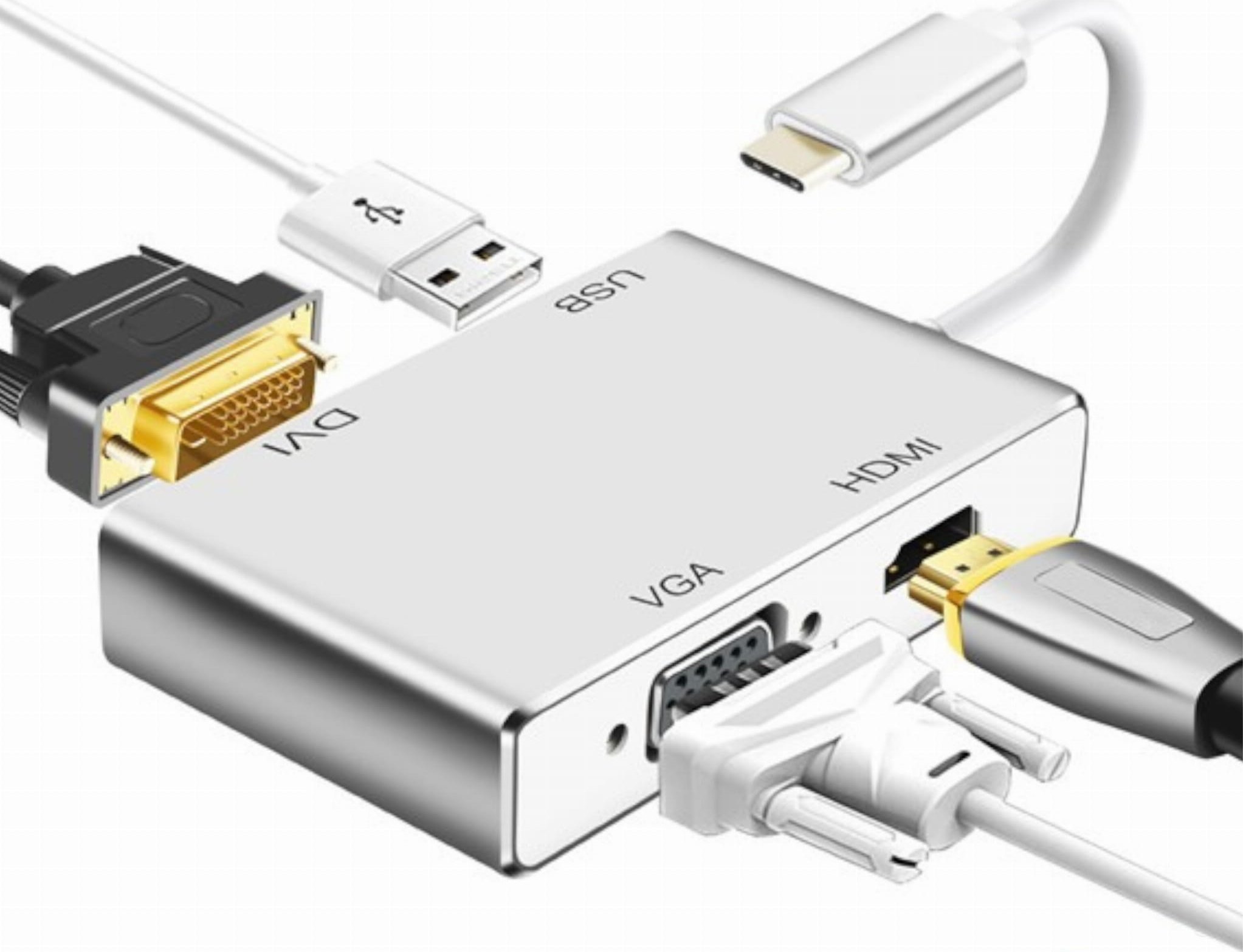 Adapter USB Eaton Konwerter 4 w 1 USB Type C na VGA / DVI 4K / HDMI 4K / USB