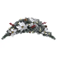 Ozdoby bożonarodzeniowe - vidaXL Łuk świąteczny z girlandą i lampkami LED zielony 90 cm PVC 320979 - miniaturka - grafika 1