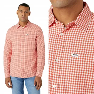 Wrangler 1 POCKET SHIRT Paprika KOSZULA W DROBNĄ KRATĘ REGULAR FIT S - Koszule męskie - miniaturka - grafika 1