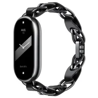 Akcesoria do smartwatchy - Xiaomi | Smart Band 8 Chain Strap | Fits wrists 135-200 mm | Black | Stainless steel, calfskin leather | Wrist strap for activity tracker - chain - miniaturka - grafika 1