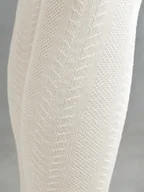 Rajstopy - Rajstopy bawełniane ecru z żakardowym wzorem jodełka 128-134 cm - miniaturka - grafika 1