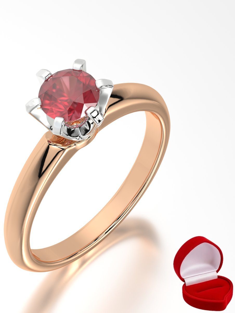 ZŁOTY PIERŚCIONEK ZARĘCZYNOWY 585 14k RUBIN 0,50 ct RÓŻOWE ZŁOTO R8