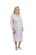 Bielizna nocna - KOSZULA NOCNA DAMSKA XL DŁUGI RĘKAW DŁUGA LUŹNA BAWEŁNIANA KWIATY NIEBIESK - miniaturka - grafika 1