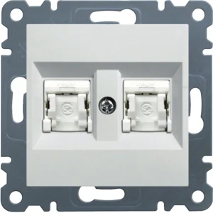 Hager Gniazdo komputerowe podwójne RJ45 kat. 5 FTP LUMINA - biały - Gniazdka elektryczne - miniaturka - grafika 1