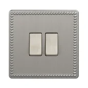 Wyłączniki światła i elektryczne - VARILIGHT OLD Włącznik podwójny JUBILEE  stal szlifowana  VARILIGHT OLD - miniaturka - grafika 1