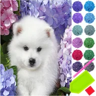 Prace ręczne dla dzieci - Haft diamentowy 5D 30x40cm mozaika zestaw pies Szpic piesek koraliki obraz - miniaturka - grafika 1