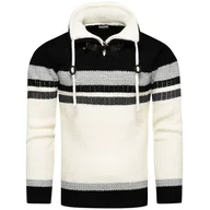 Swetry męskie - Gruby męski sweter w norweskim stylu z wywijanym kołnierzem Recea - miniaturka - grafika 1