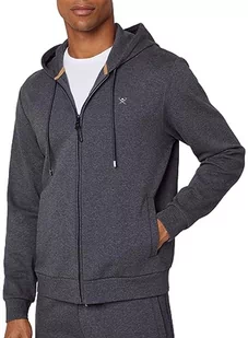 Hackett London Męska bluza z kapturem Refined Fz, Brązowy (asfalt), 3XL - Bluzy męskie - miniaturka - grafika 1