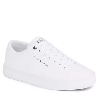 Trampki męskie - Tenisówki Tommy Hilfiger Th Hi Vulc Low Canvas FM0FM04882 White YBS - grafika 1