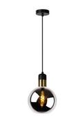 Lampy sufitowe - Lucide Julius lampa wisząca, metal, 40 W, kolor dymu szary, matowe złoto (34438/20/65) - miniaturka - grafika 1