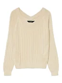 Swetry damskie - Vero Moda Sweter w kolorze beżowym - miniaturka - grafika 1