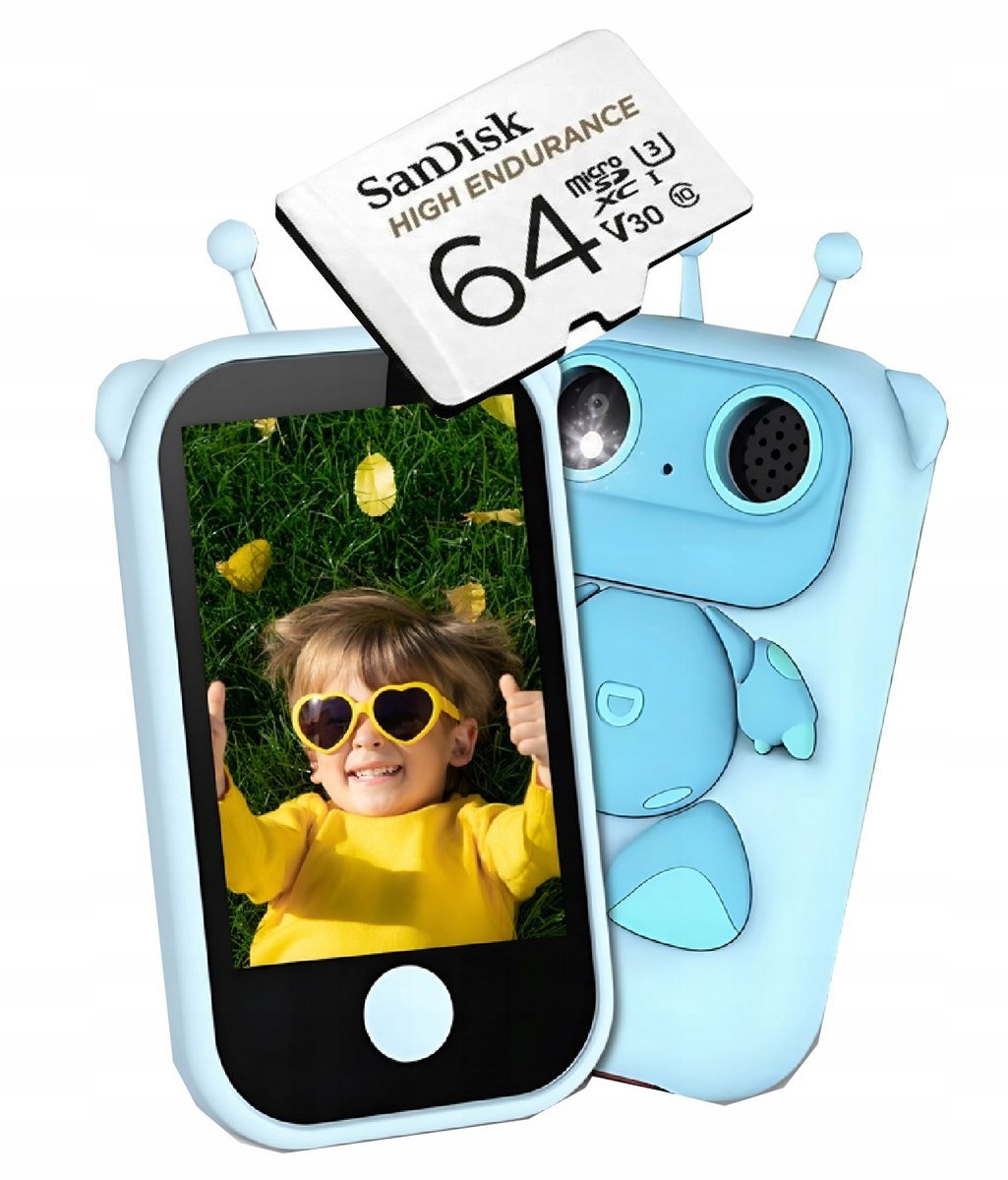 TELEFON DLA dzieci SMARTFON DOTYKOWY APARAT KAMERA NIEBIESKI Q13+KARTA 64GB