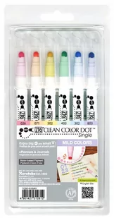 KURETAKE Pisaki zakreślacze Clear Color Dot Mild 6 - Kredki, ołówki, pastele i pisaki - miniaturka - grafika 1