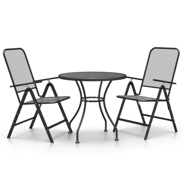 Zestaw Mebli Ogrodowych z Metalowej Siatki, Antracytowy, 80x72 cm, 56,5x61x
