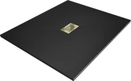 Brodziki prysznicowe - Mexen Hugo brodzik prostokątny SMC 140 x 100 cm, czarny, maskownica złota - 42701014-G - miniaturka - grafika 1