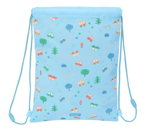 Safta PREESCOLAR SAMOCHODY - Plecak z płaskim workiem dla dzieci w różnym wieku, wygodny i wszechstronny, jakość i wytrzymałość, 26 x 34 cm, Niebieski, M, Casual