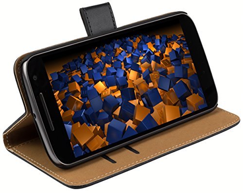 mumbi pokrowiec Bookstyle Case kompatybilny z Lenovo Moto G4 / G4 Plus etui na telefon komórkowy Case Wallet, czarny