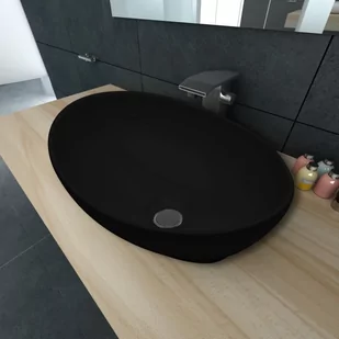 vidaXL  Luksusowa umywalka owalny kształt 40 x 33 cm czarna - Umywalki - miniaturka - grafika 1