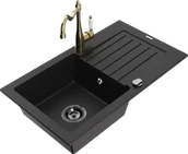 Zlewozmywaki z baterią - Mexen Pablo zlewozmywak granitowy 1-komorowy z ociekaczem i baterią kuchenną Carla, czarny - 6510-77-670700-50-B - miniaturka - grafika 1