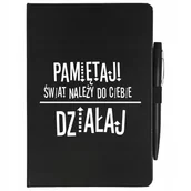 Notesy i bloczki - NOTES A5 + DŁUGOPIS CZARNY ZESZYT CYTAT MIX WZORÓW - miniaturka - grafika 1