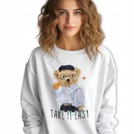 Bluzki damskie - Bluza Damska M Bluzka Bez Kaptura Miś Miłość Pluszaki Teddy Urocze Wzory - miniaturka - grafika 1