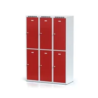 Szafki BHP - Alfa 3 Metalowa szafka ubraniowa 6-drzwiowa, drzwi czerwone, zamek cylindryczny 1261772 - miniaturka - grafika 1