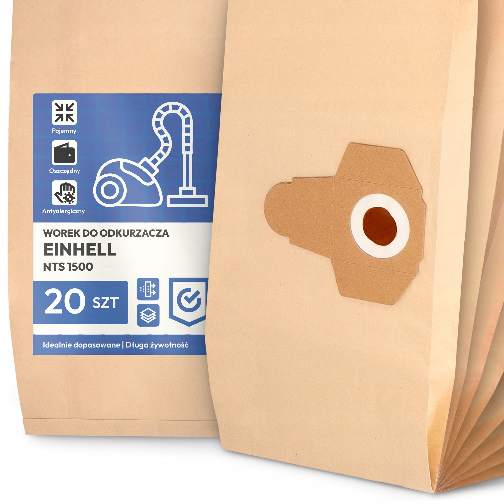 20x Worek do Odkurzacza Einhell Nts 1500 Papierowy Duży Mocny Worki 2A