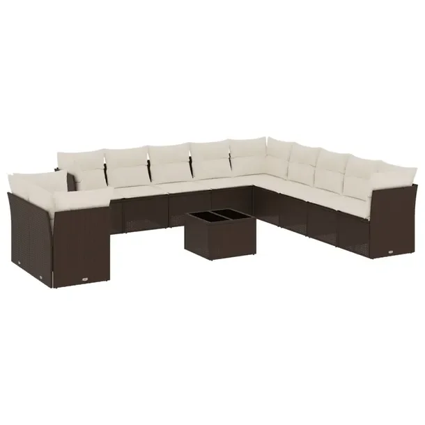 Zestaw mebli ogrodowych 6 siedzisk brązowy rattan PE, stół 55x55x37 cm