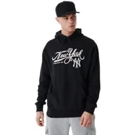 Bluzy męskie - New Era Męska bluza z kapturem MLB Retro Grphc Os Neyyan Blkwhi New York Yankees bluza z kapturem, Czarny, XS - miniaturka - grafika 1