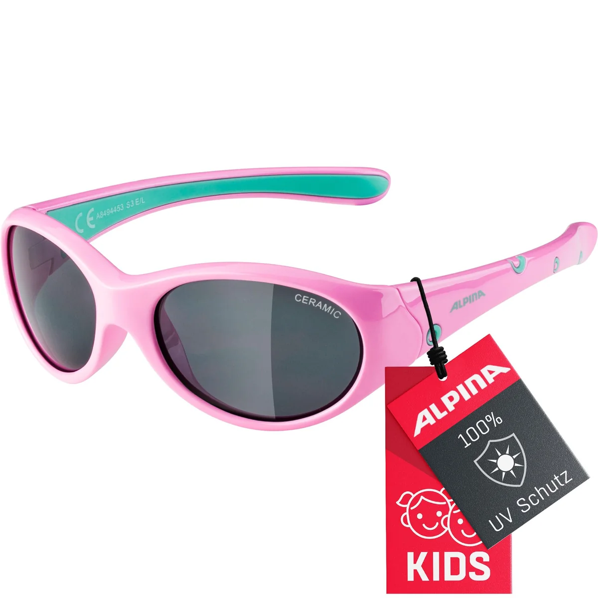 ALPINA Dziewczęce okulary przeciwsłoneczne FLEXXY GIRL, różowo-miętowe, jeden rozmiar