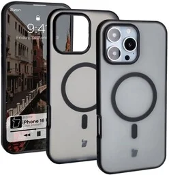 Bizon Etui z pierścieniem magnetycznym Case MatteO do iPhone 16 Pro Max, półprzezroczyste z czarną ramką - Etui i futerały do telefonów - miniaturka - grafika 1