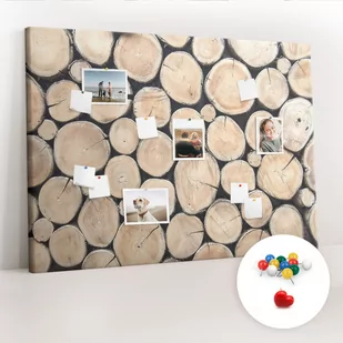 Duża Tablica, Korek 100x140 cm Wzór Ścięte drzewa pieńki + Pinezki Kolorowe - Tablice i flipcharty - miniaturka - grafika 1